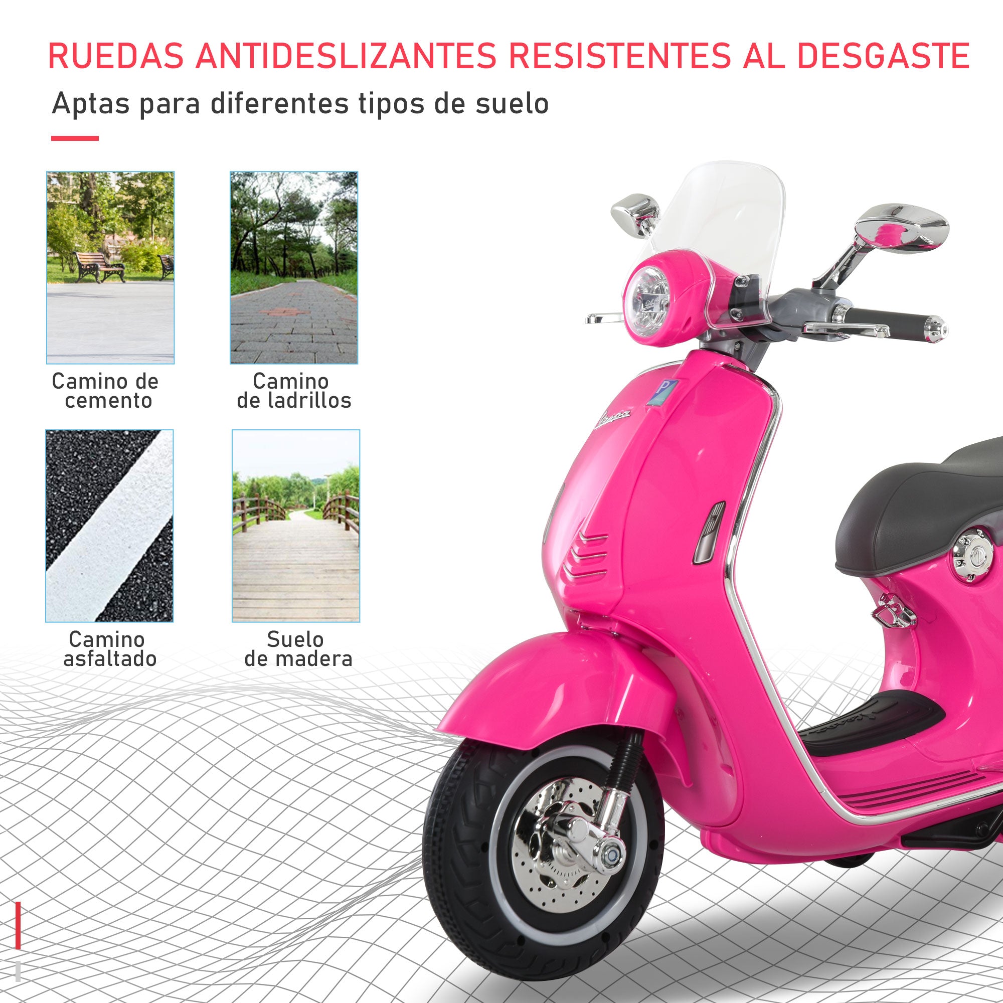 Mota Elétrica Infantil 108x49x75 cm Rosa - Diversão e Segurança para Crianças