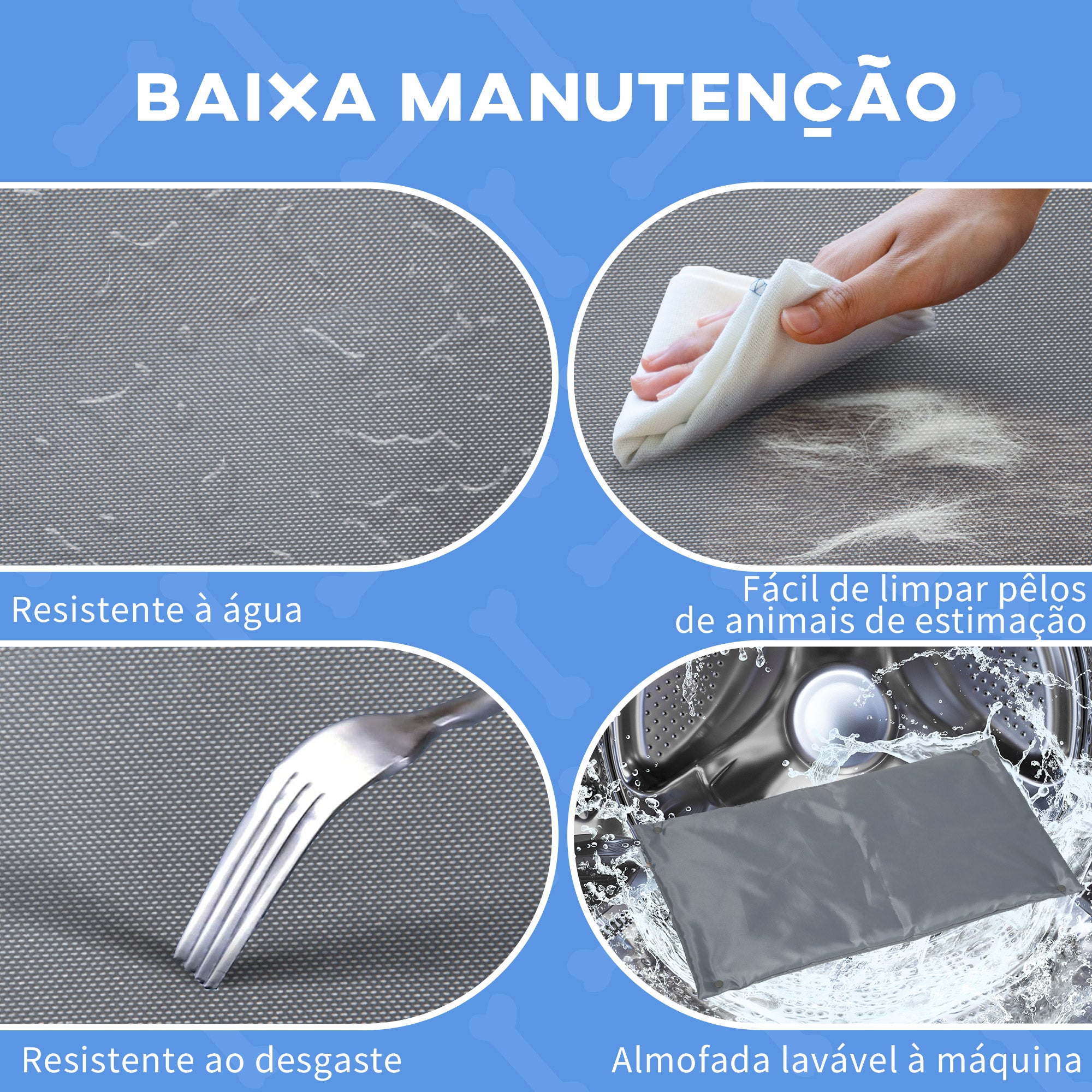 Cama Elevada para Animais de Estimação – 90x50x28cm – Cor Cinza Claro – Madeira de Pinho e Tecido Oxford