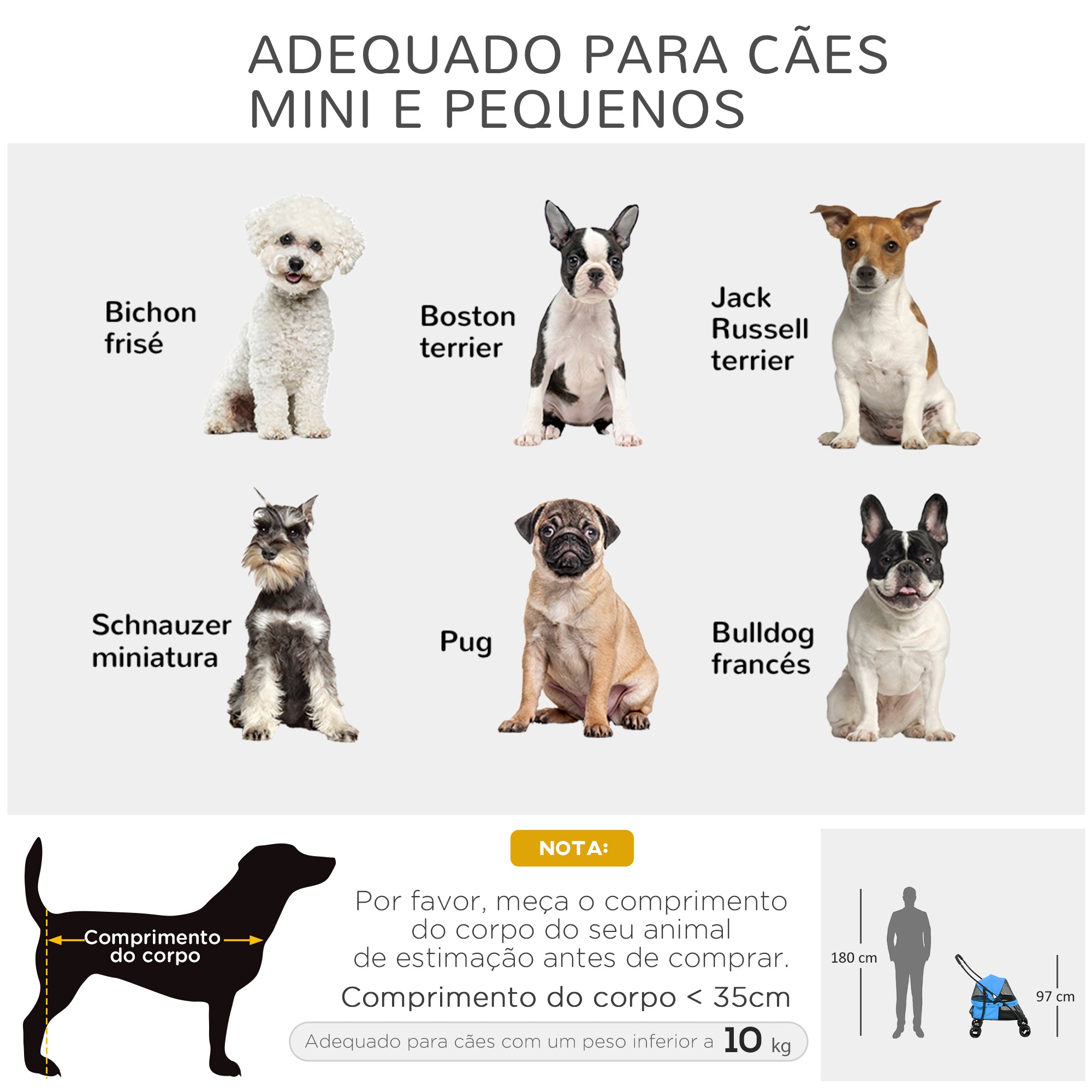 Carrinho para Animais de Estimação Dobrável – 82x47x97cm – Azul – Aço