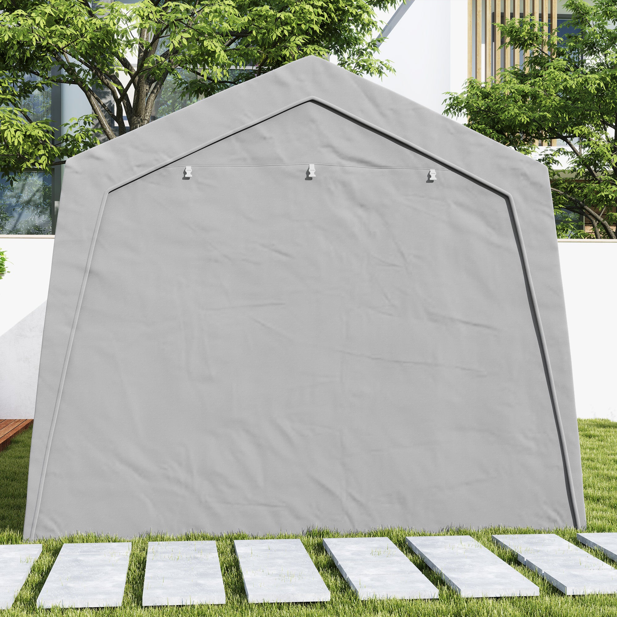 Abrigo de Jardim Exterior 300x597x257 cm Cinza Claro