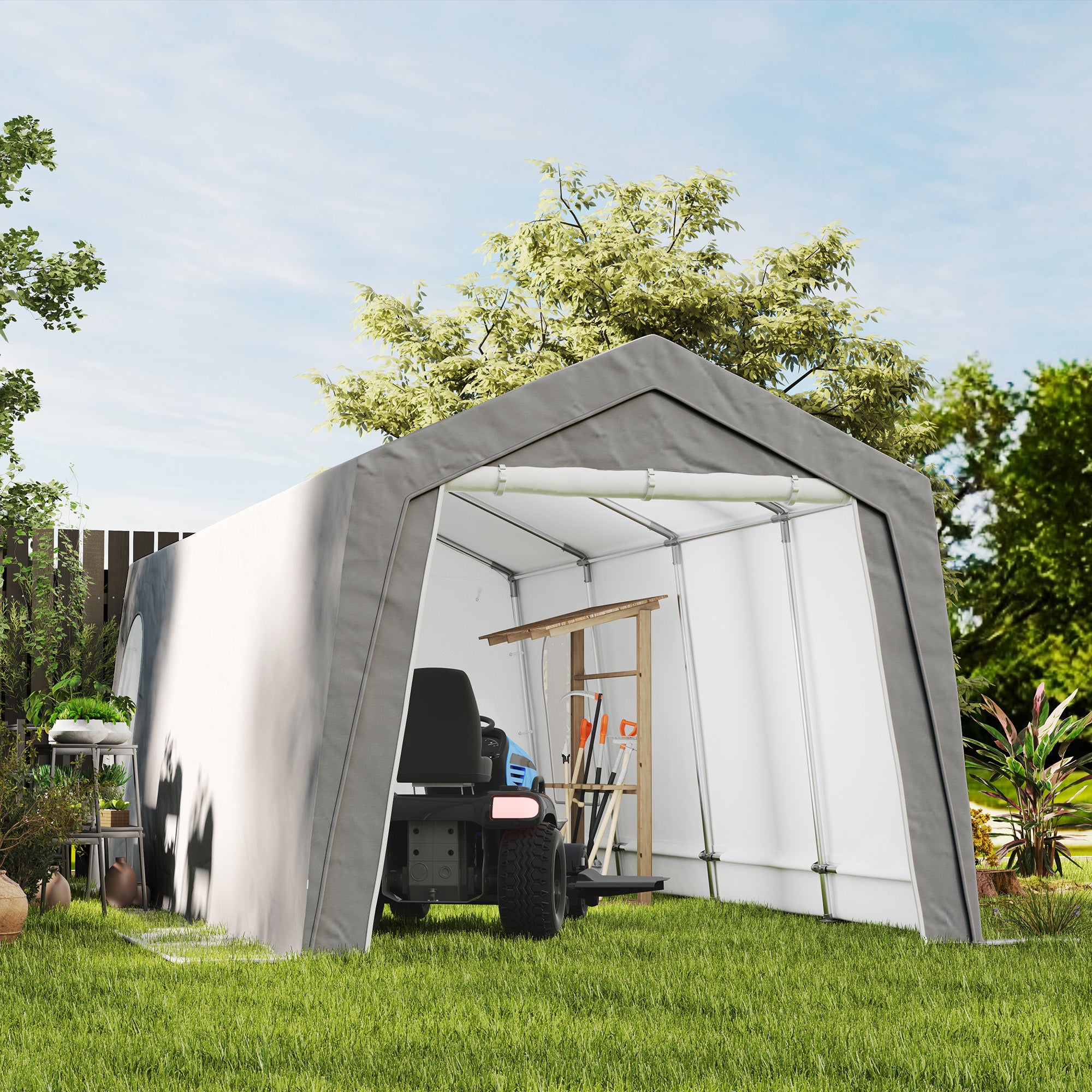 Abrigo de Jardim Exterior 300x597x257 cm Cinza Claro