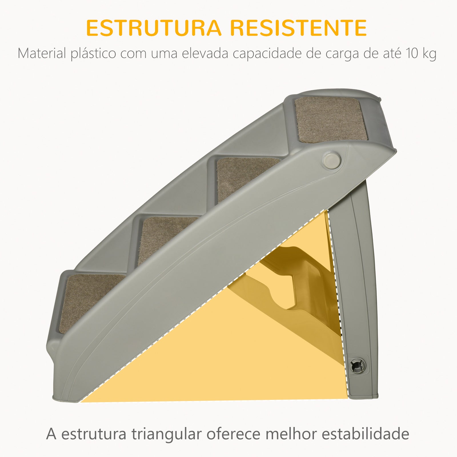Escada Dobrável para Animais de Estimação – 62x38x49,5cm – Cinza – Polipropileno