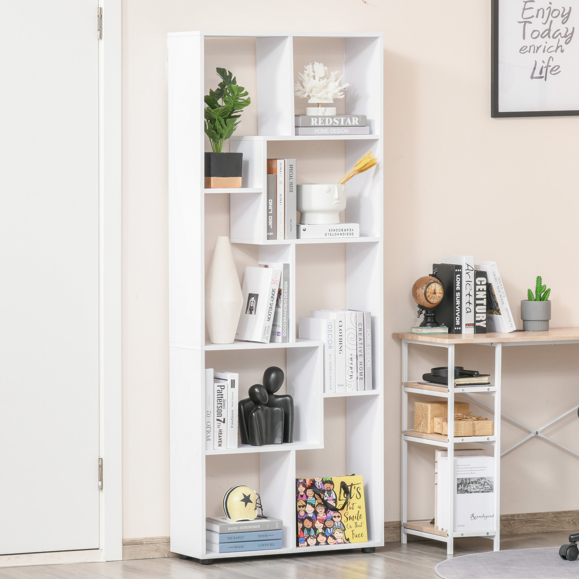 Estante Vertical Moderna – 70x24x178cm – Branco – Painel de partículas