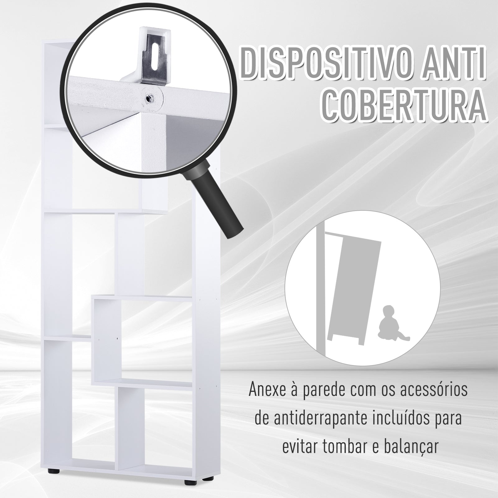 Estante Vertical Moderna – 70x24x178cm – Branco – Painel de partículas