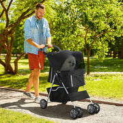 Carrinho de Passeio para Animais de Estimação – 75x45x97 cm – Preto – Aço e tecido Oxford