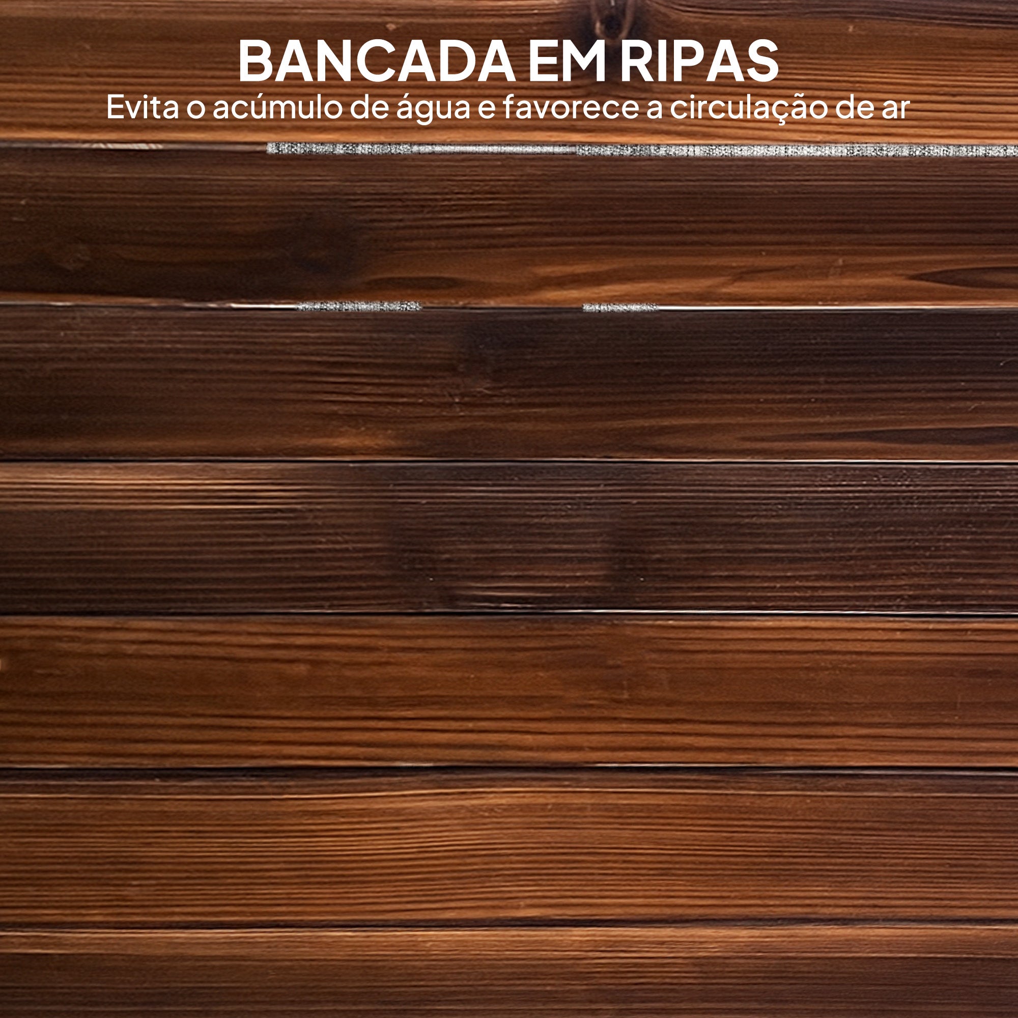 Mesa de Jardim de Madeira 120x63x70 cm - Acabamento Carbonizado