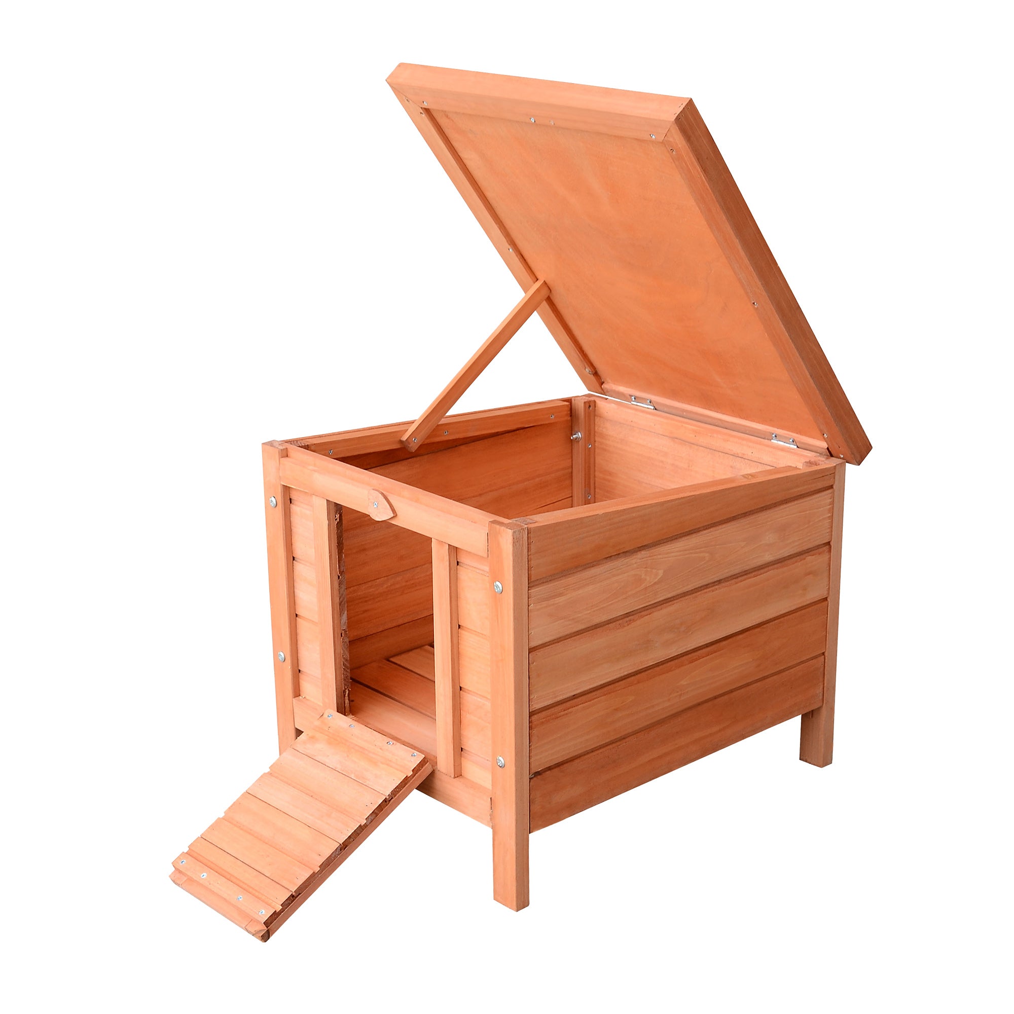 Casinha de Madeira para Coelhos - 42x51x43 cm - Cor de Madeira Natural