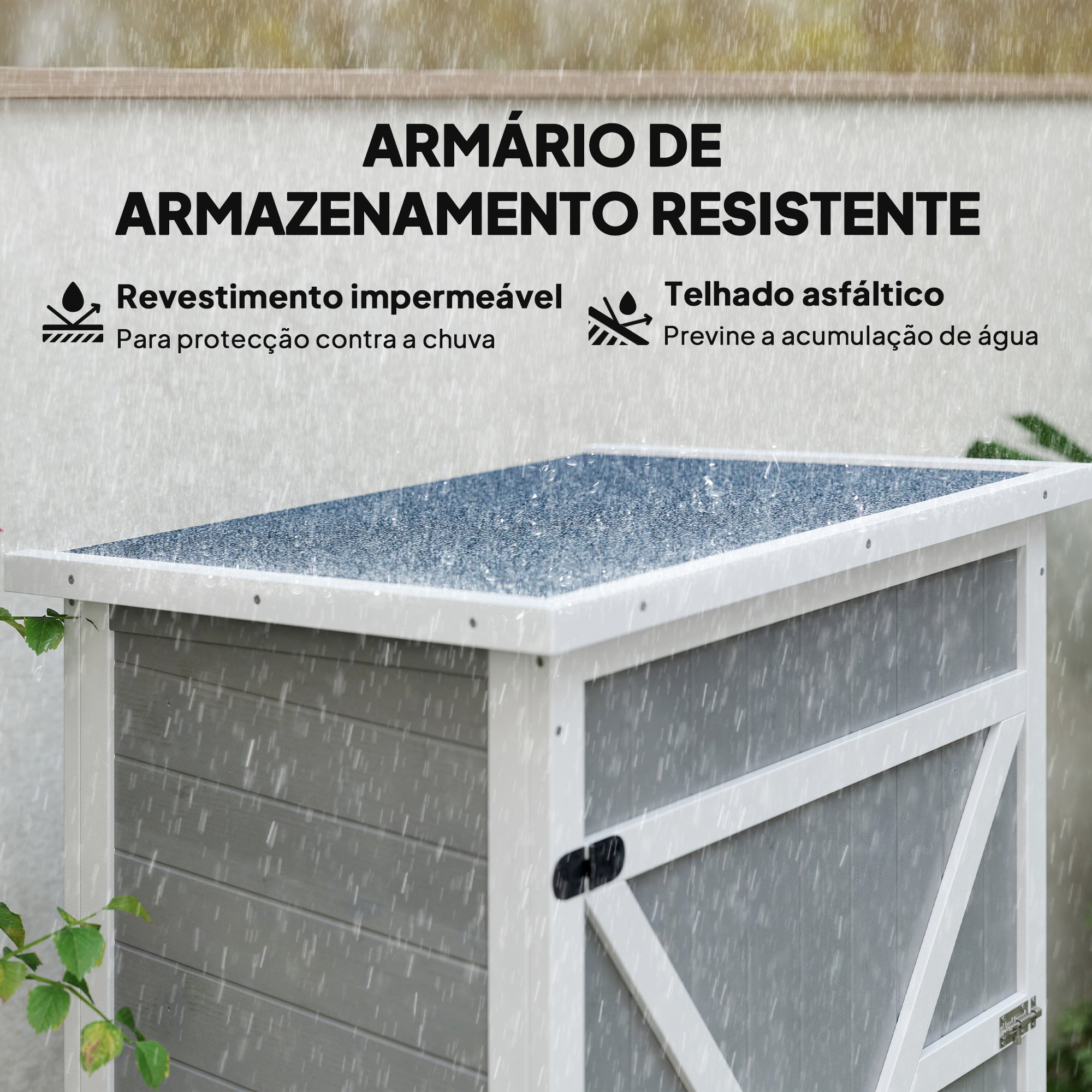 Armário de Jardim 75x56x115cm Cinza