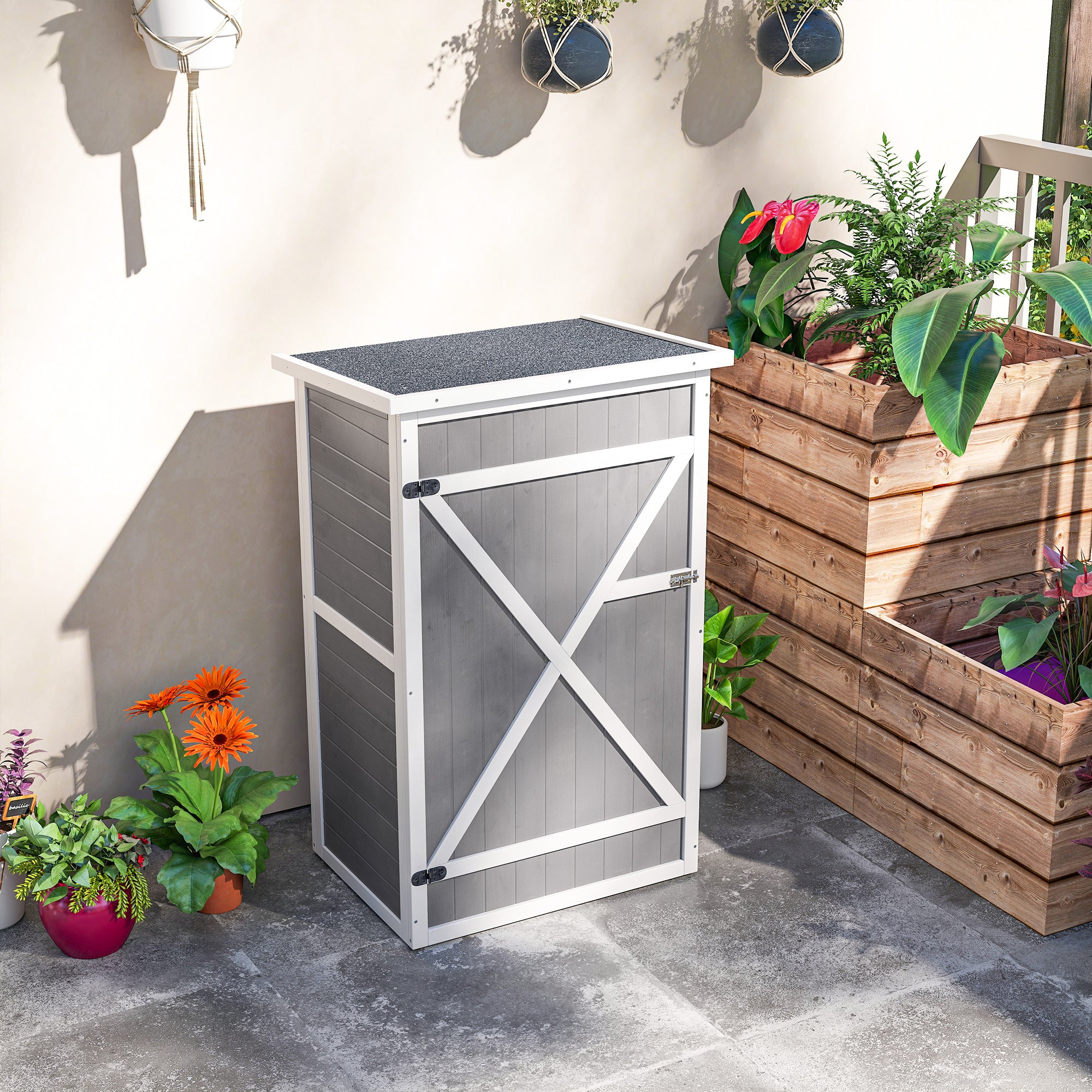Armário de Jardim 75x56x115cm Cinza