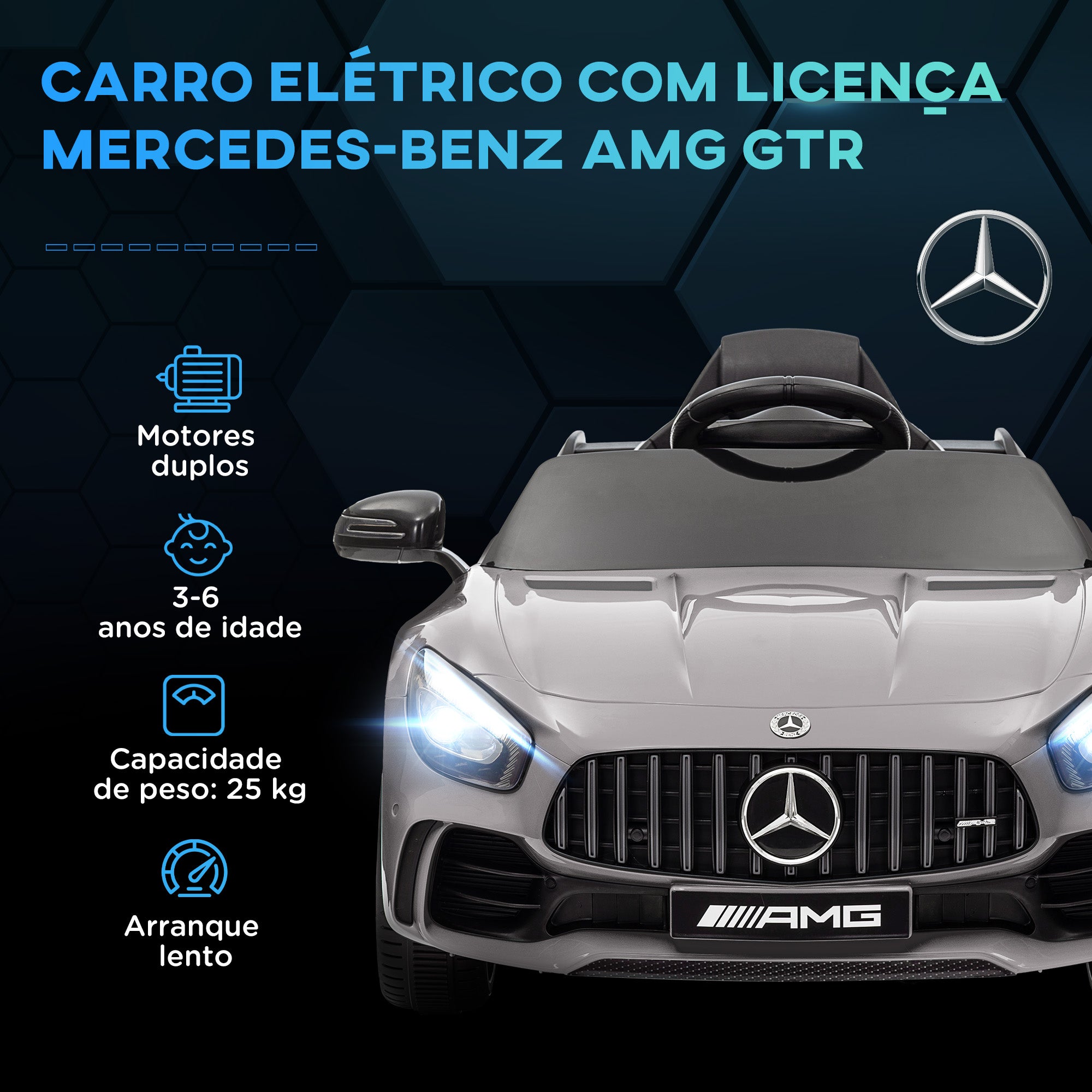 Carro Elétrico Infantil Prata 108x67x46 cm