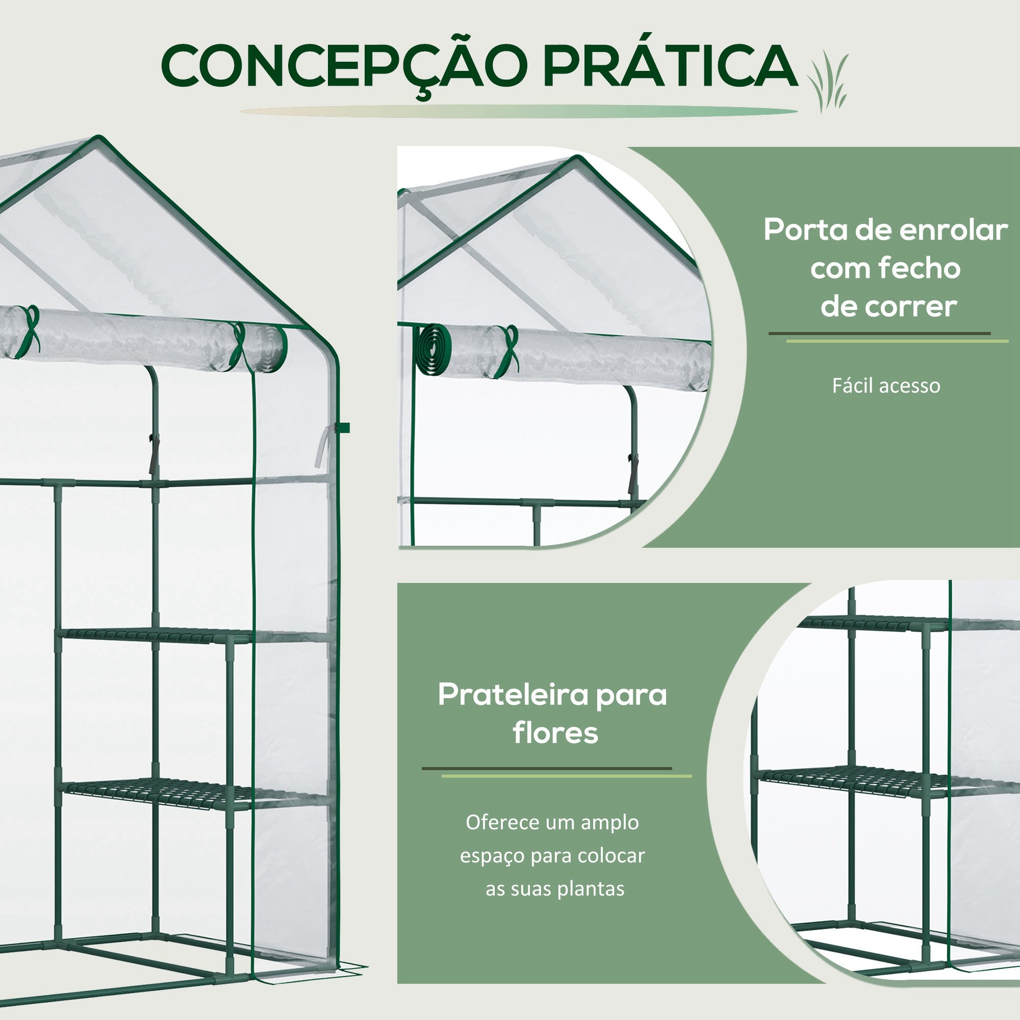 Estufa de Jardim com 4 Prateleiras 142x73x195 cm - Verde e Transparente