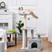 Arranhador para Gatos – 60x40x114 cm – Cinzento – Aglomerado, Pelúcia, Sisal