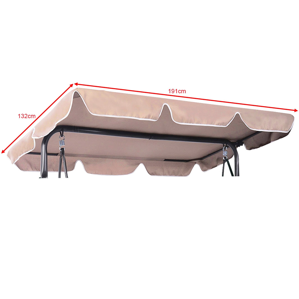 Toldo de Substituição Tratamento Impermeável para Jardim Pátio Poliéster Bege - 191 X 132 cm