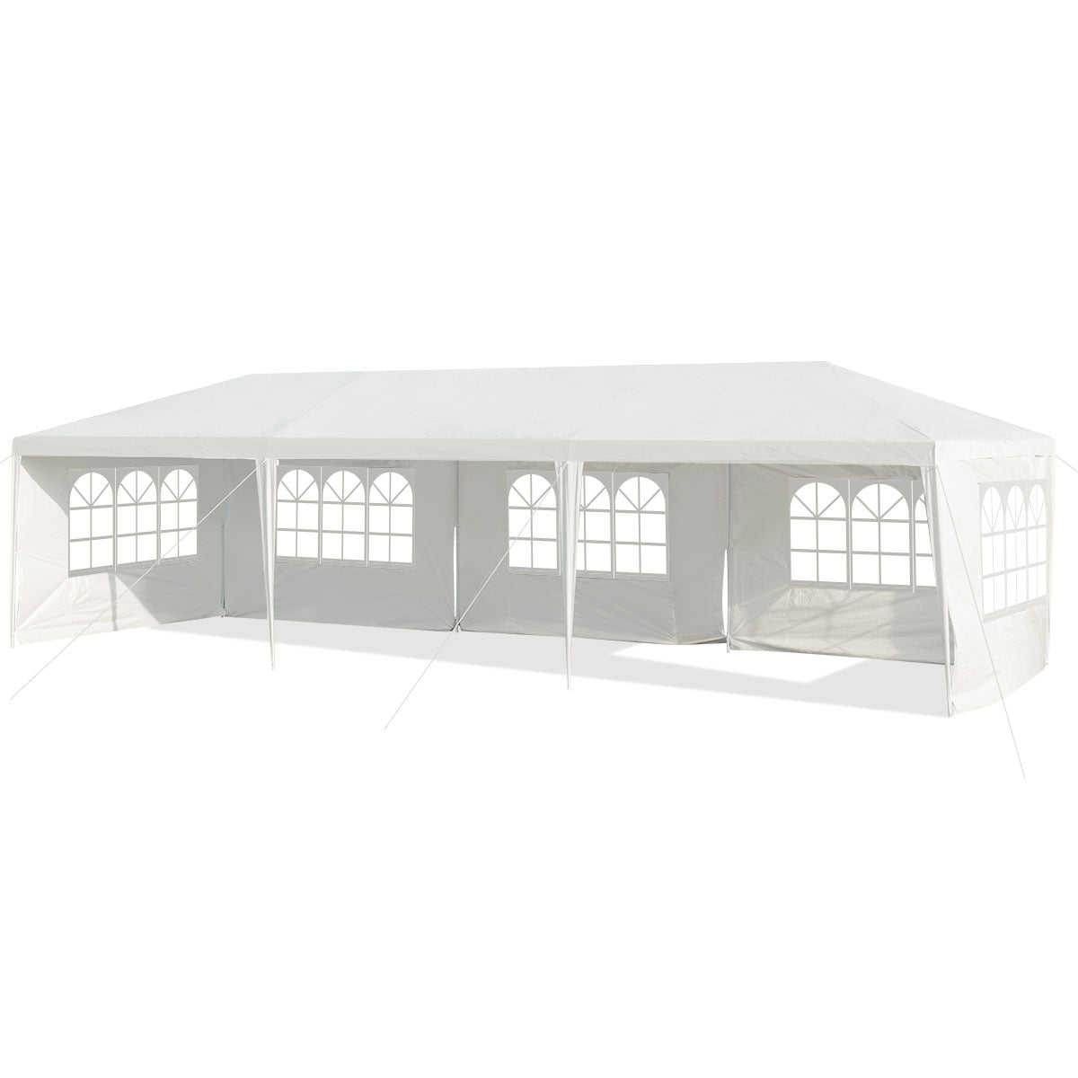 Toldo Impermeável 3 x 9 m com 5 Painéis Laterais Removíveis e Estrutura Resistente em Branco