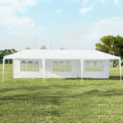 Toldo Impermeável 3 x 9 m com 5 Painéis Laterais Removíveis e Estrutura Resistente em Branco