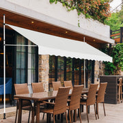 Toldo Retráctil Anti-UV Impermeável com Manivela Manual - Bege 395 x 120 cm