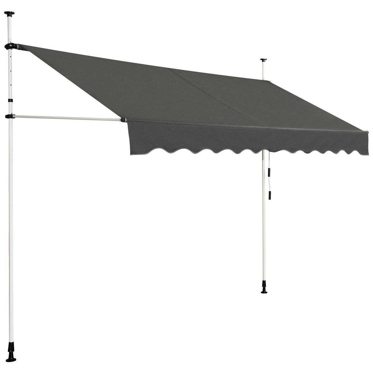 Toldo Telescópico e Retrátil 300 x 120 cm Resistente aos Raios UV Impermeável com Manivela Manual e Altura Regulável para Janela Varanda Cinzento