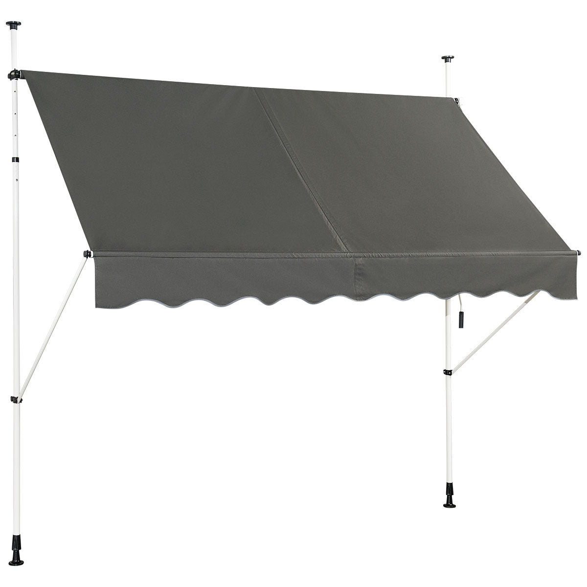 Toldo Telescópico e Retrátil 250 x 125 cm Resistente aos Raios UV Impermeável com Manivela Manual e Altura Regulável para Janela Varanda Cinzento