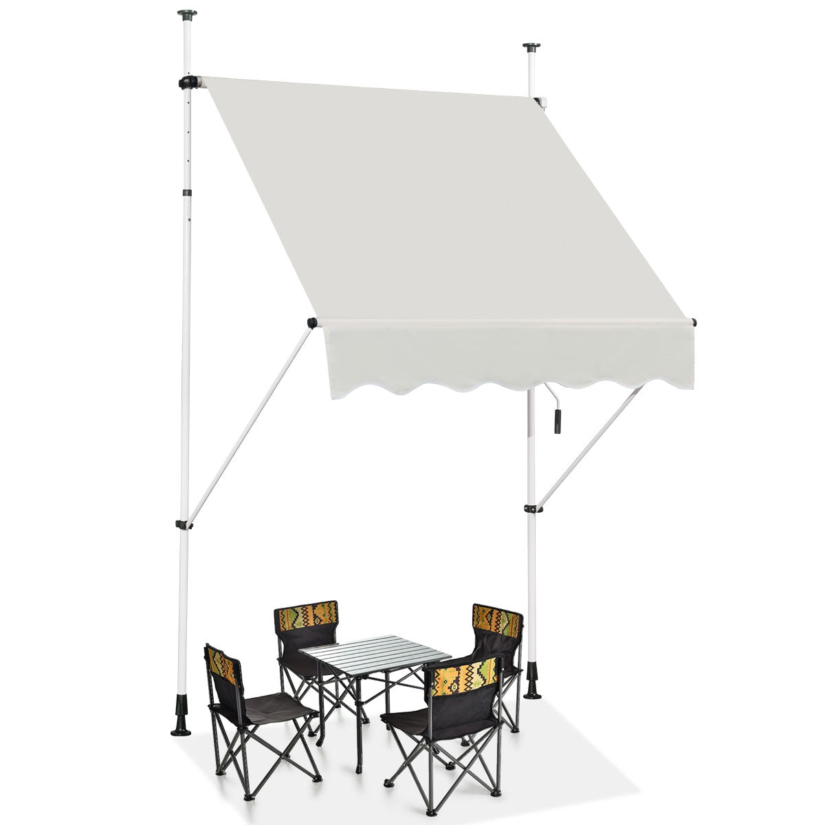 Toldo Retráctil e Telescópico Resistente aos Raios UV Impermeável com Manivela Altura Regulável para Janela Varanda Jardim Bege 150 x 120 cm
