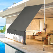 Toldo Telescópico e Retrátil Resistente aos Raios UV Impermeável com Manivela Altura Regulável para Janela Varanda Jardim Cinza 150 x 120 cm