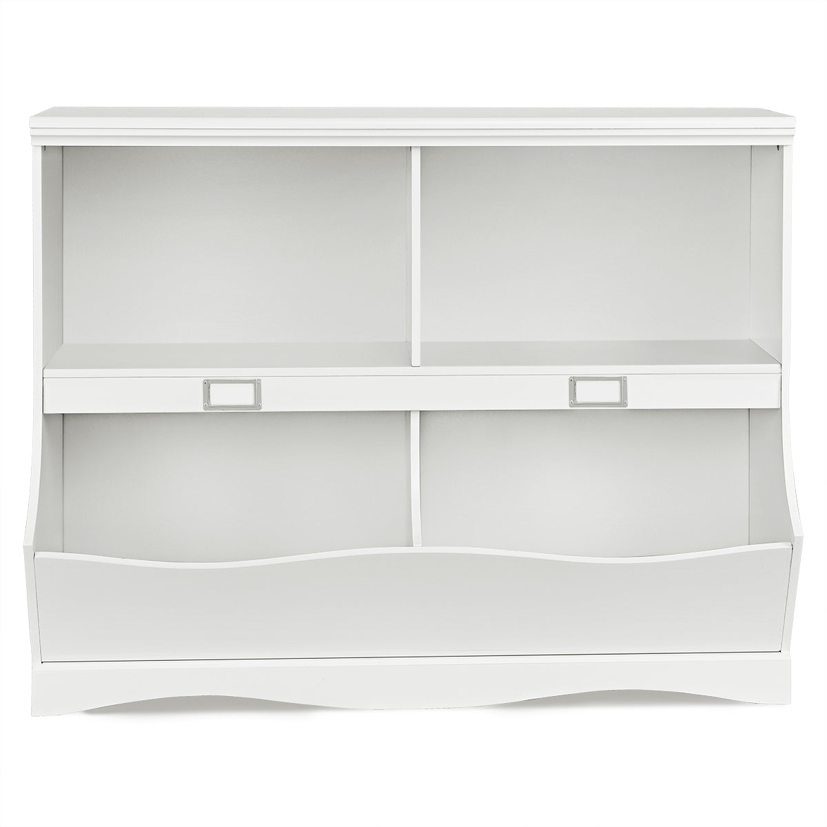 Estante de Armazenamento com 2 Compartimentos e 2 Contentores – 105,5 x 39,5 x 84 cm – Branco – Madeira