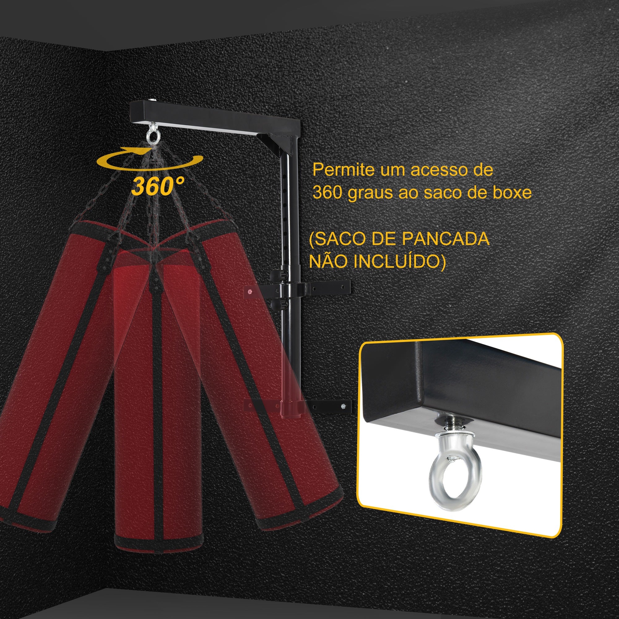 Suporte para Saco de Boxe Regulável Preto 57-81x40x63 cm