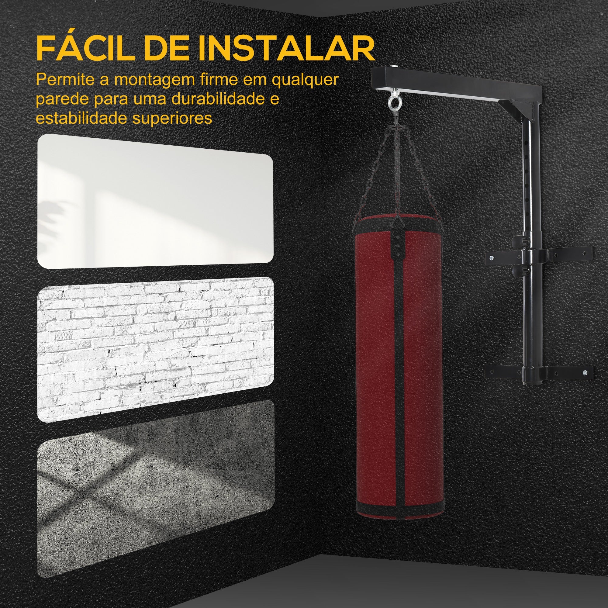 Suporte para Saco de Boxe Regulável Preto 57-81x40x63 cm