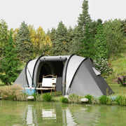 Tenda de Campismo Familiar para 4-5 Pessoas Cinzento 450x220x180 cm
