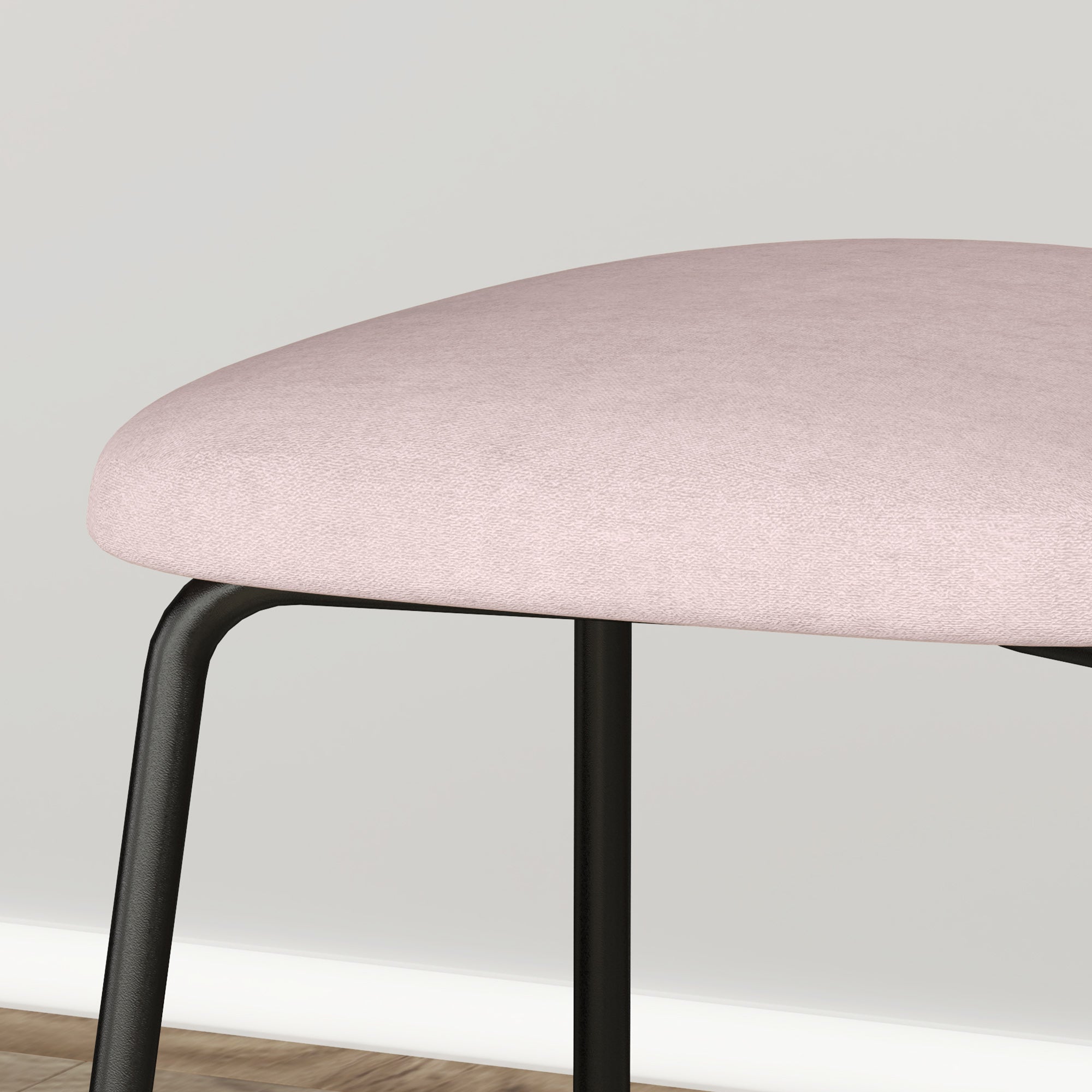 Conjunto de 2 Cadeiras de Sala de Jantar – 44x54x87 cm – Rosa – Vime PE, Tecido de Linho Sintético, Espuma de Alta Densidade, Aço Revestido a Pó