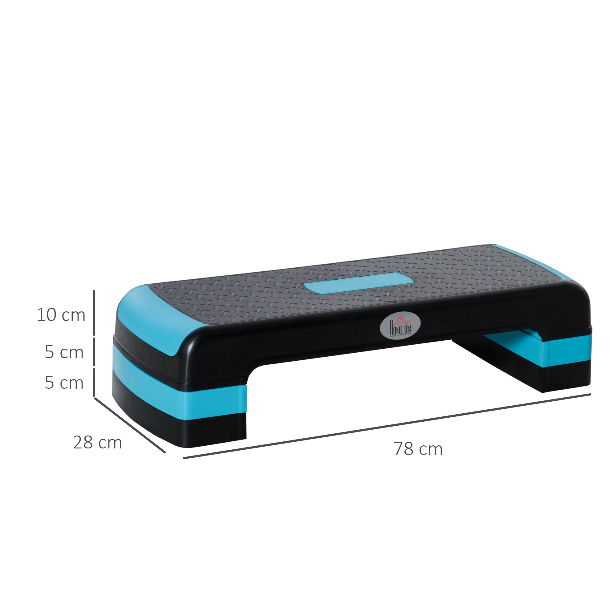 Plataforma Step Fitness com Altura Ajustável 10/15/20 cm - Azul e Preto 78x28x20 cm