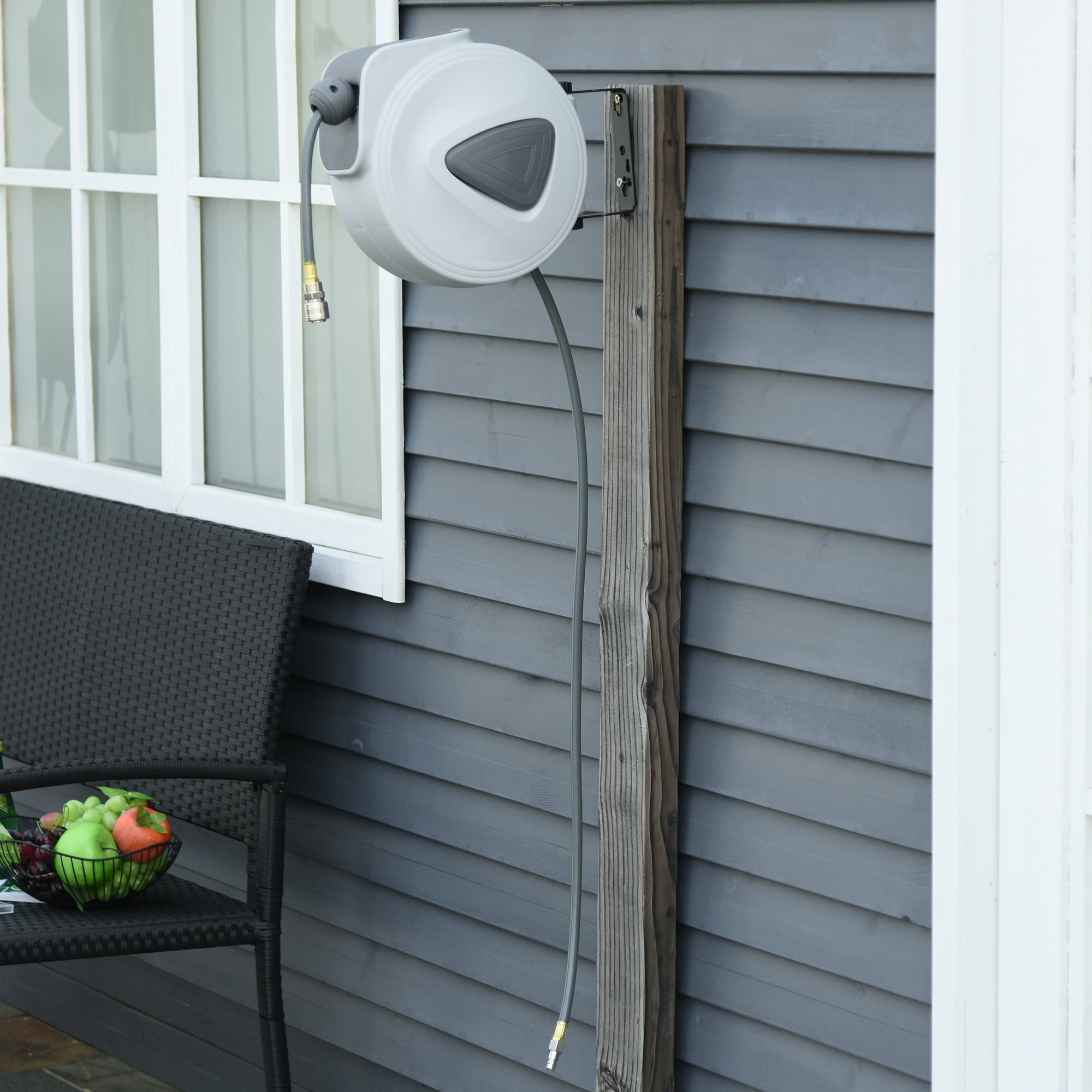 Carretel de Mangueira de Ar Comprimido Automático - 15m Cinzento (43x25x35 cm)