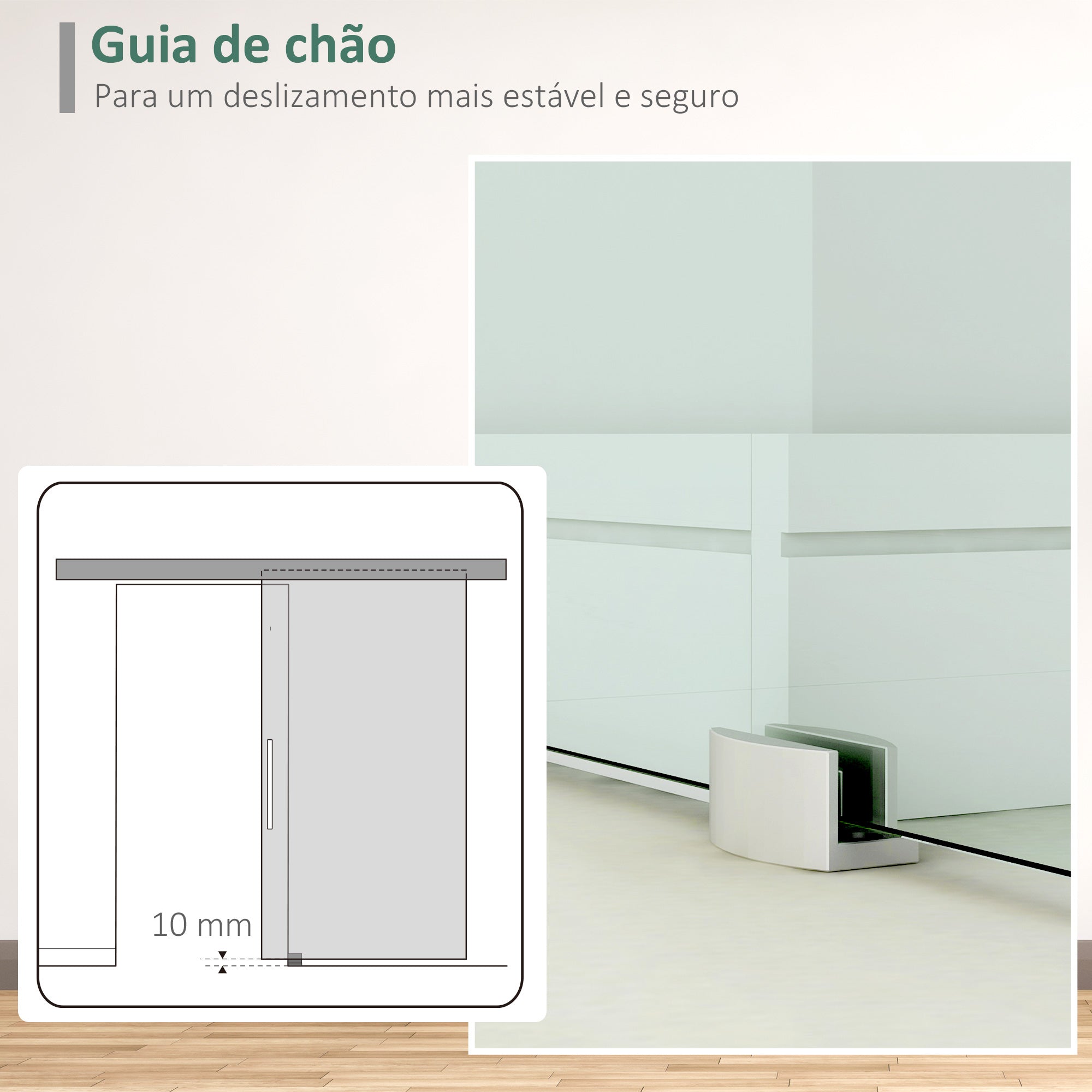 Porta de Correr de Vidro 90x205 cm - Cor Traslúcido