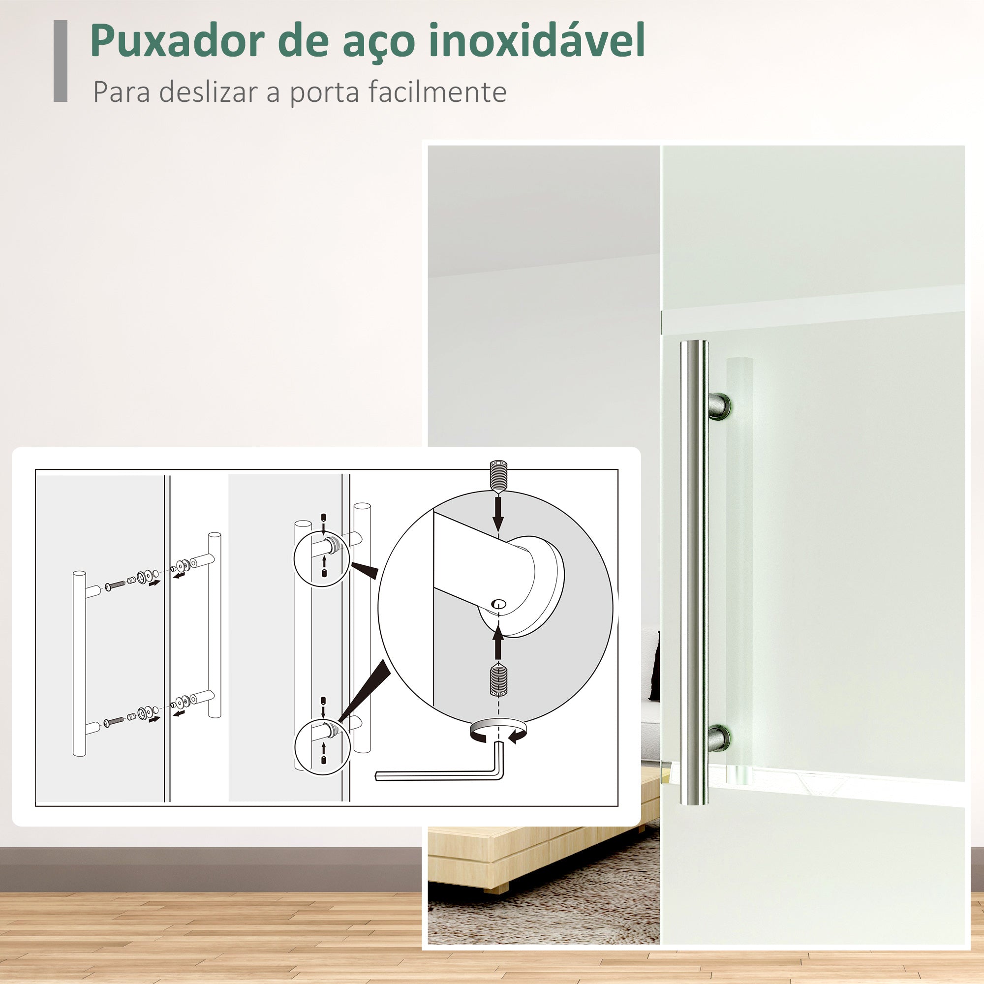 Porta de Correr de Vidro 90x205 cm - Cor Traslúcido