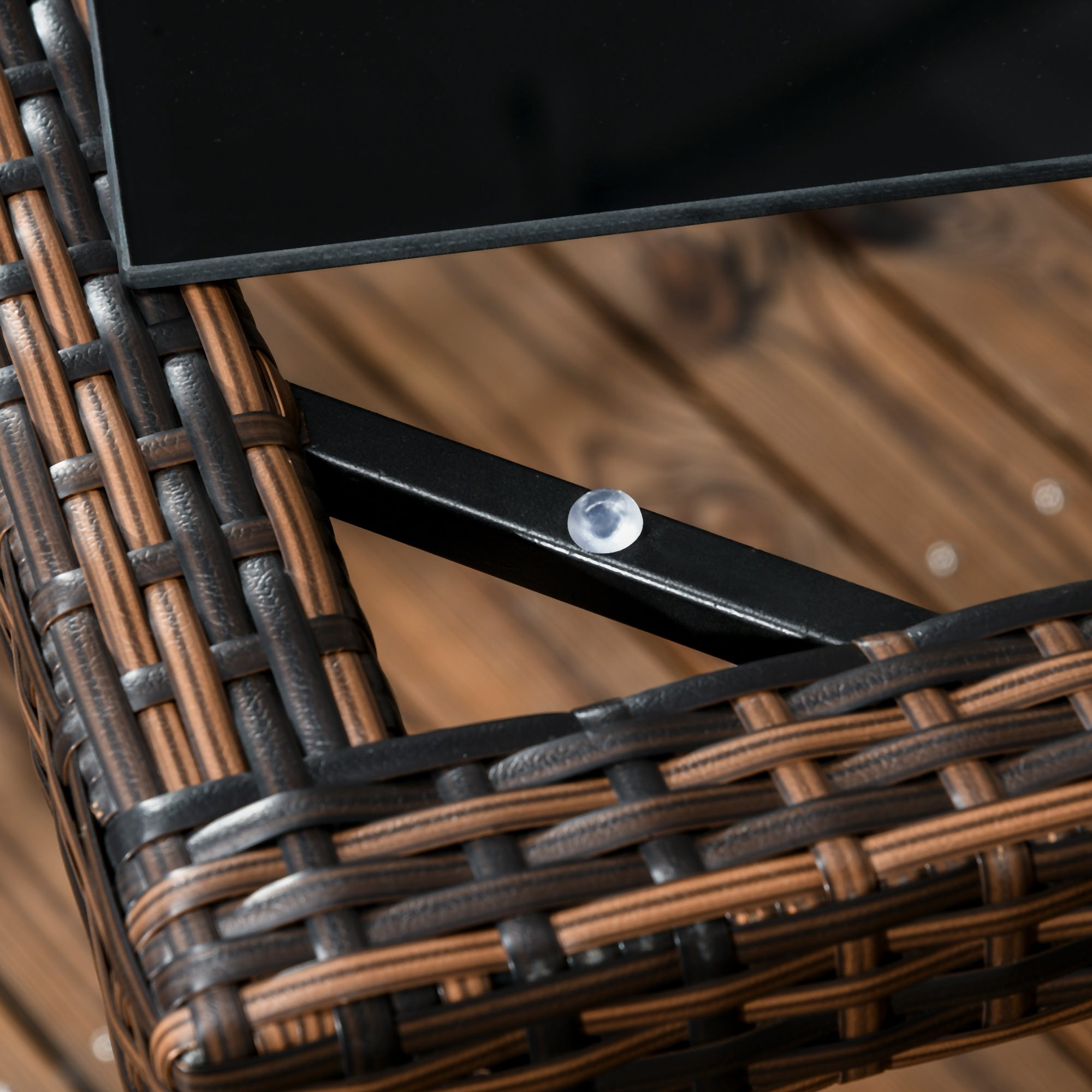 Conjunto de Móveis de Vime Sintético – 90x90x74 cm – Marrom – Aço e Vime PE