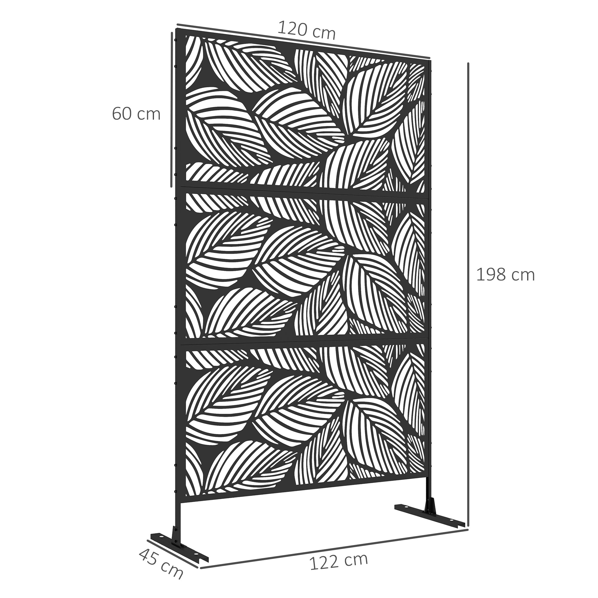 Biombo Exterior Separador de Ambientes 122x45x198 cm - Cor Preto