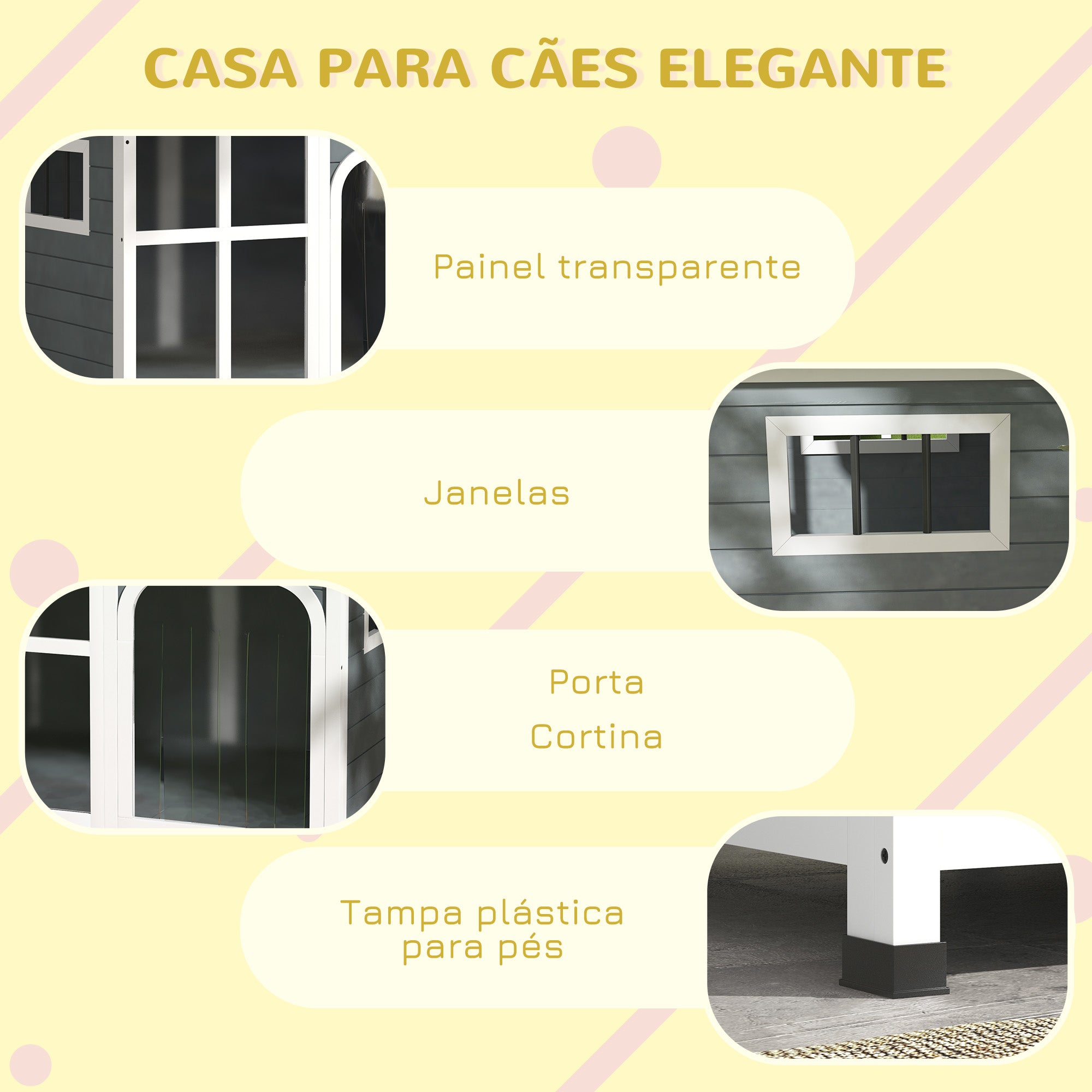 Casa para Cães de Madeira 101x66,5x70,5cm - Cinzento