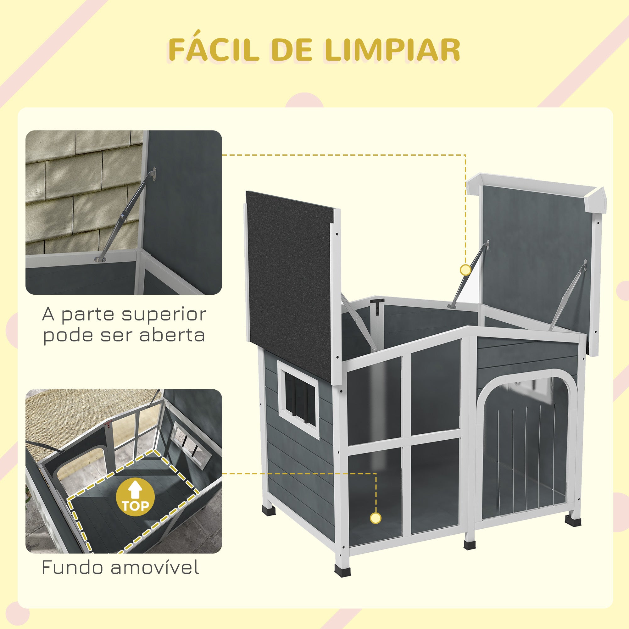 Casa para Cães de Madeira 101x66,5x70,5cm - Cinzento