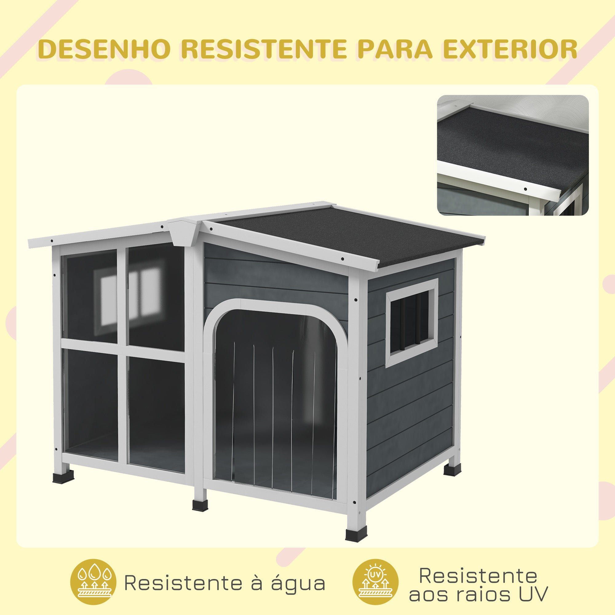 Casa para Cães de Madeira 101x66,5x70,5cm - Cinzento