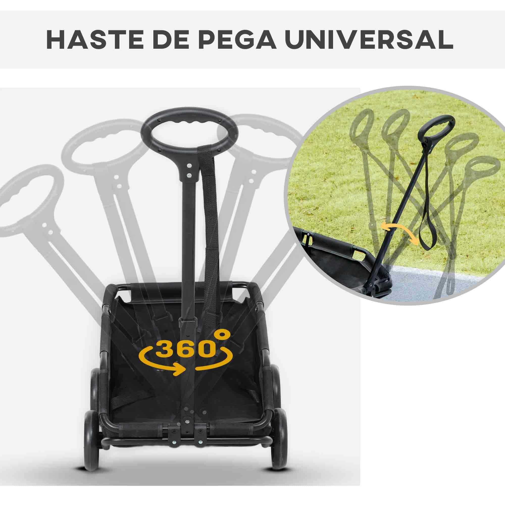 Carrinho para Cães Miniatura 53x45x28 cm - Preto