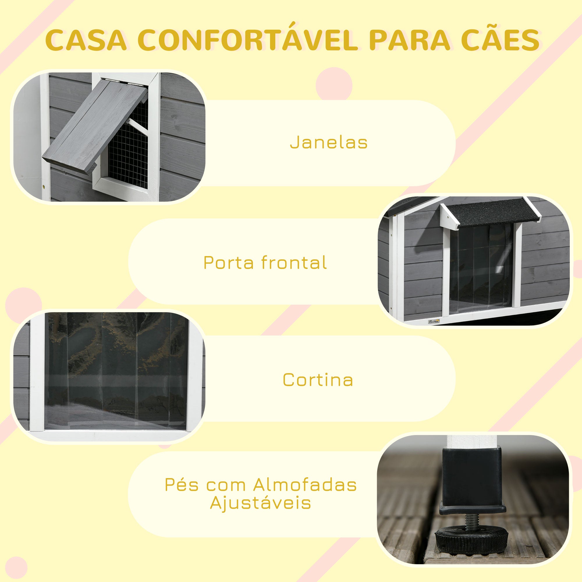 Casa para Cães de Madeira – 97x72x65 cm – Cinza