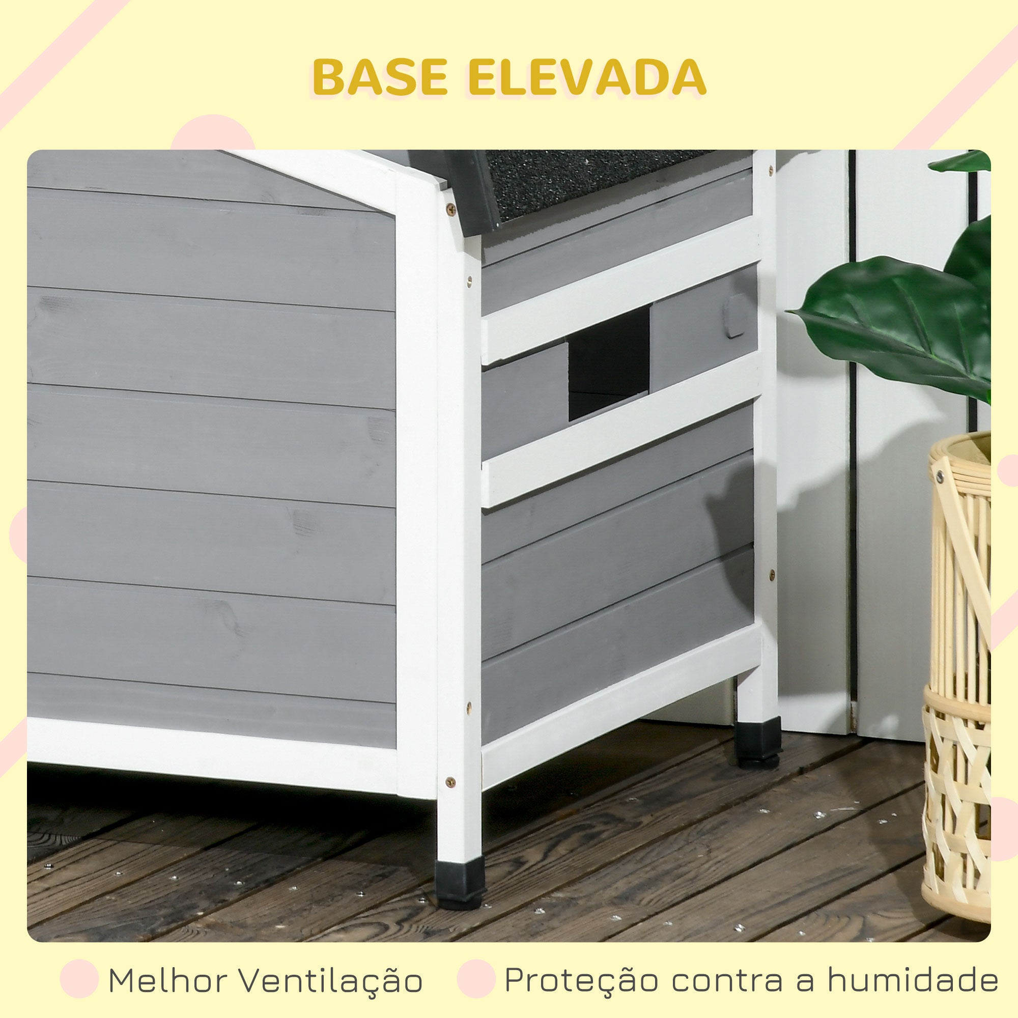 Casa para Cães de Madeira – 97x72x65 cm – Cinza
