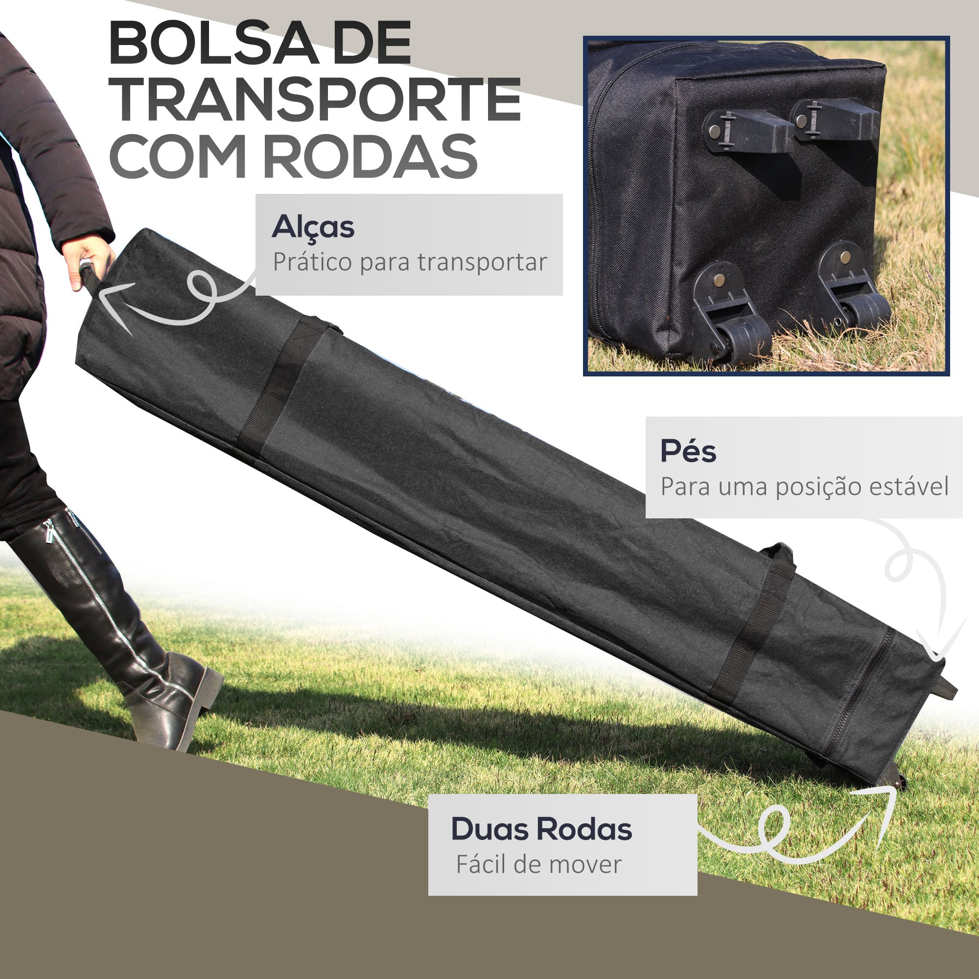 Tenda Dobrável Pop-UP – 392x392x283cm – Bege – Metal e Tecido Oxford UV50+