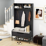 Cabide 4 em 1 com Banco Organizador – 170 CM – Preto – Metal