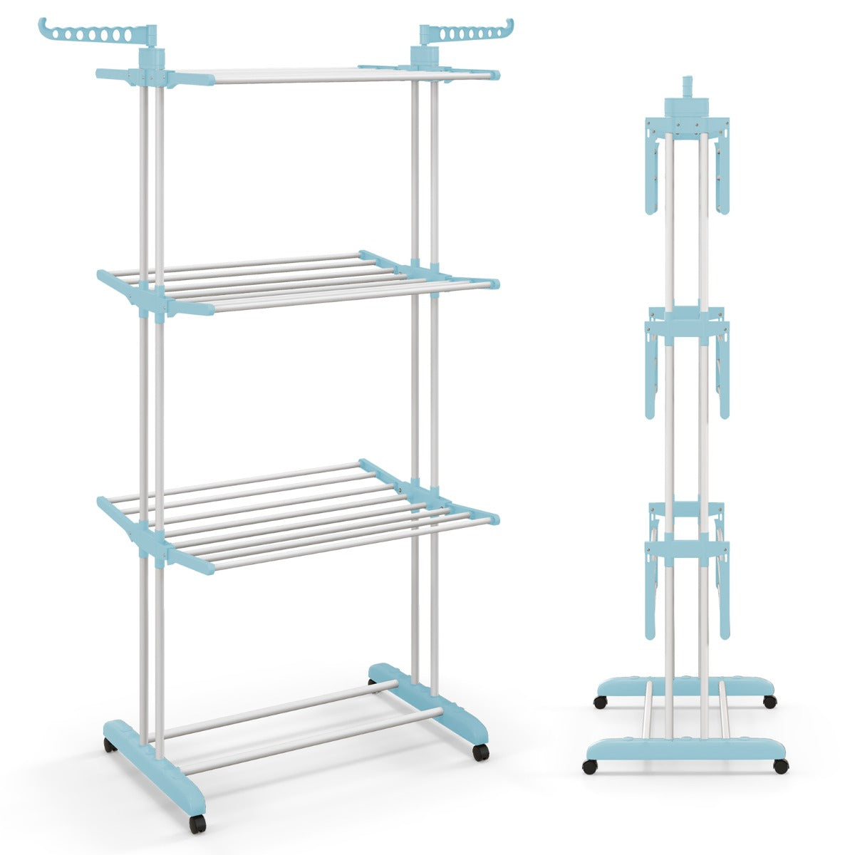 Tendedeira Dobrável – 127 x 63 x 171 cm – Azul e Preto – Metal