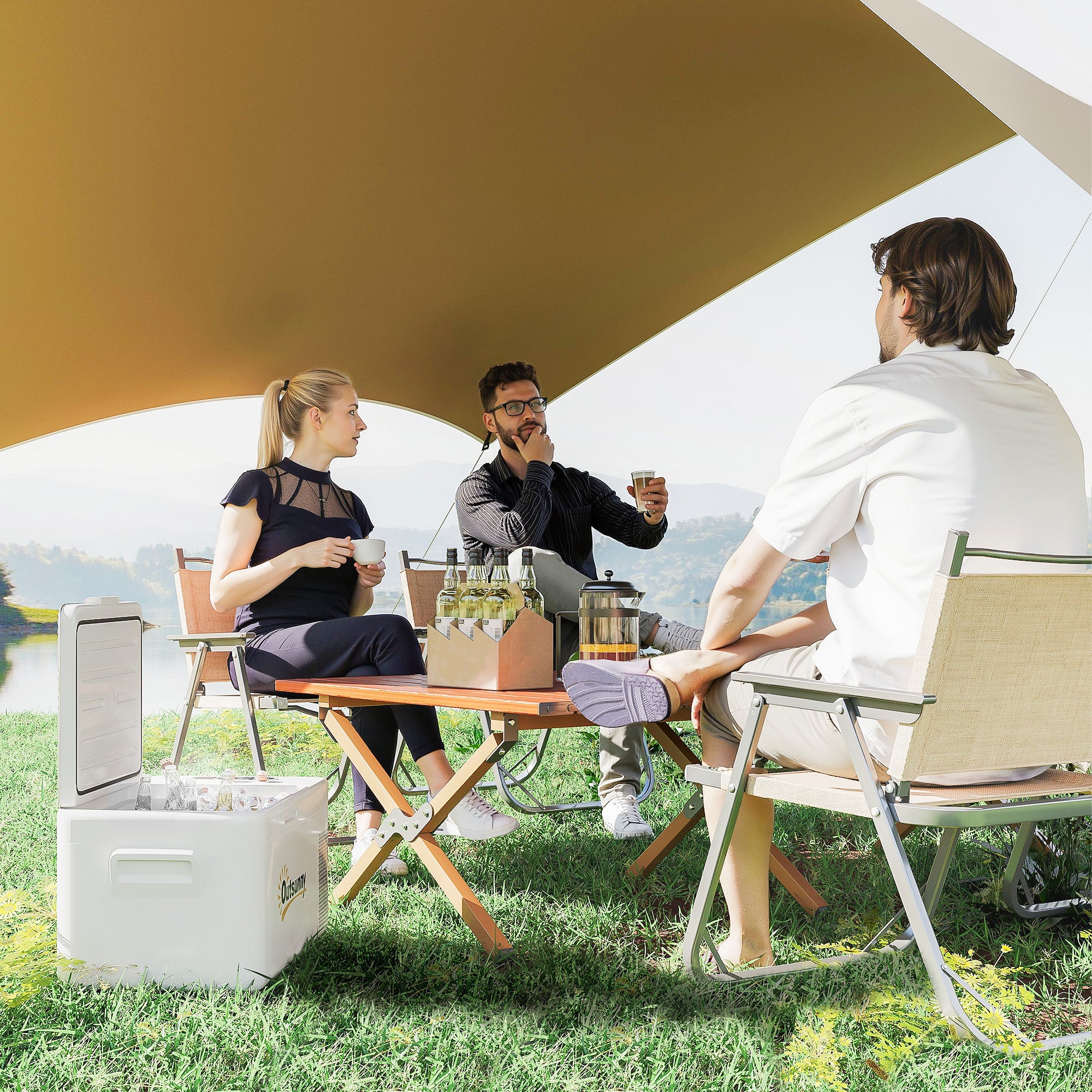 Geleira Portátil Elétrica 16,8L Creme 59x32x26 cm