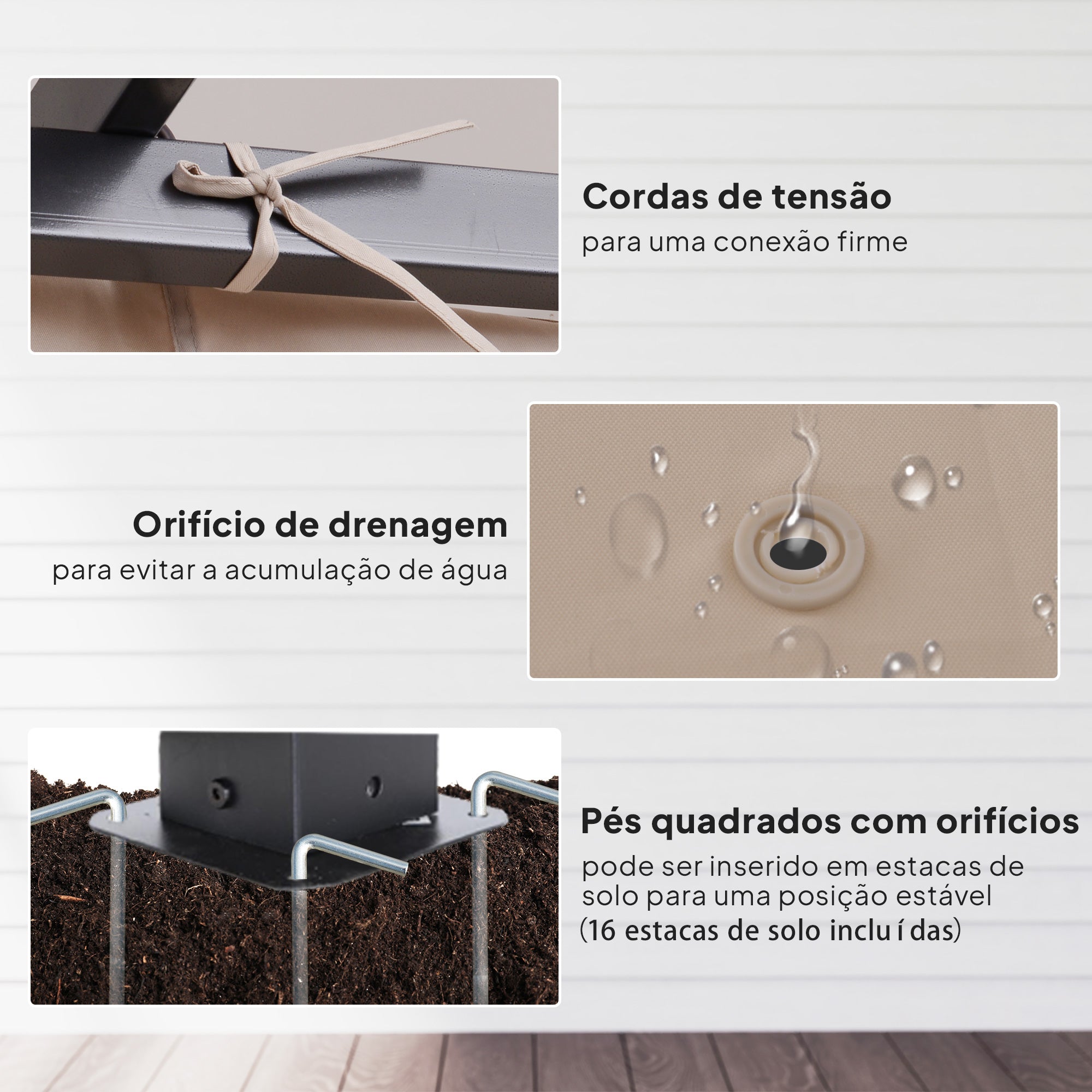 Pérgula de Jardim com Toldo Retrátil 300x300x230 cm - Bege e Preto