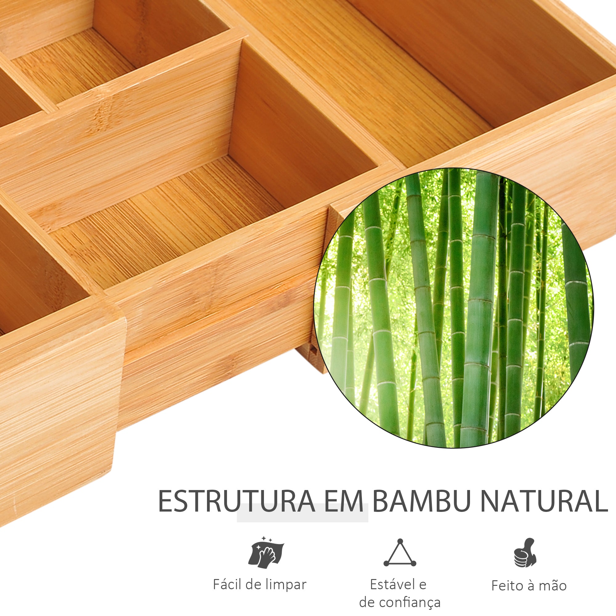 Organizador de Escritório de Bambu – 24,6-41x17,6x7 cm