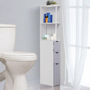 Armário Compacto de Casa de Banho 15x33x136,5 cm - Branco e Cinza