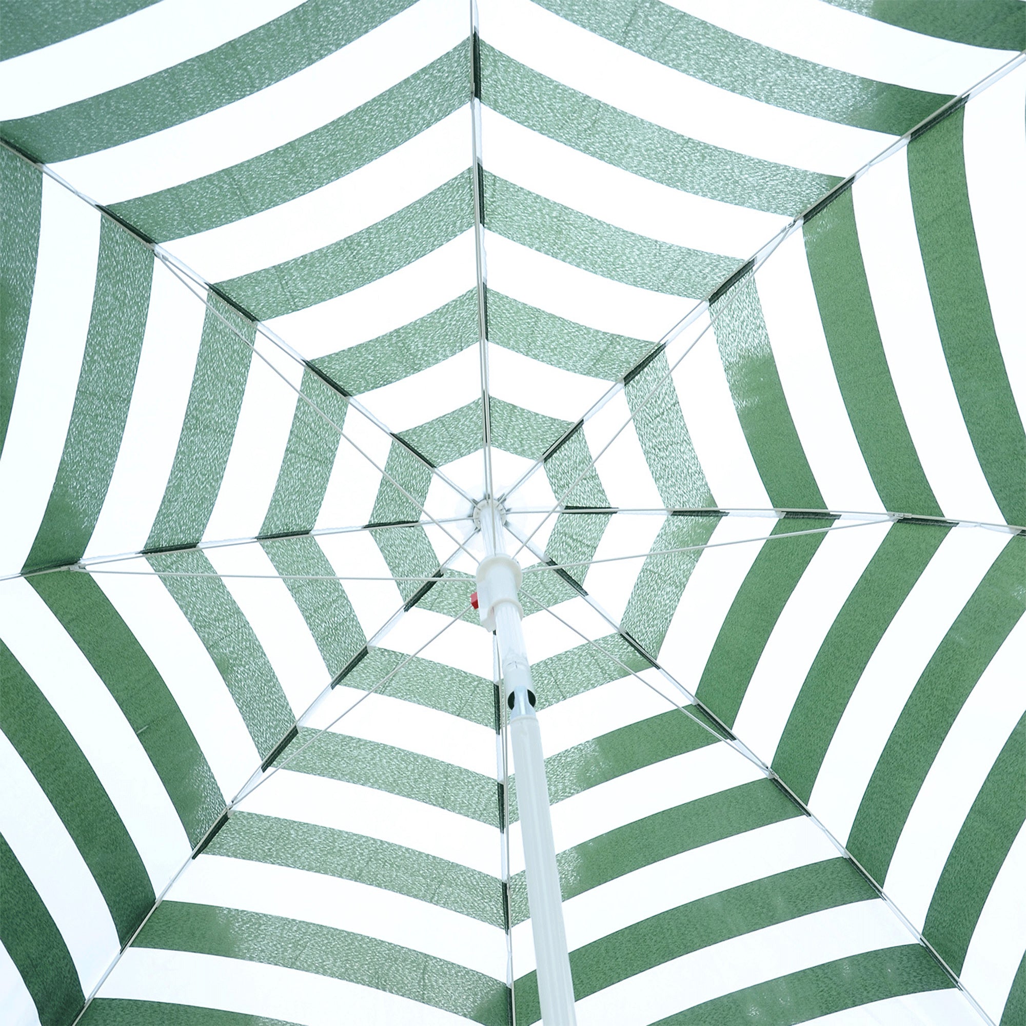 Chapéu de Sol de Praia – Ø180cm – Verde e Branco – Metal e Poliéster
