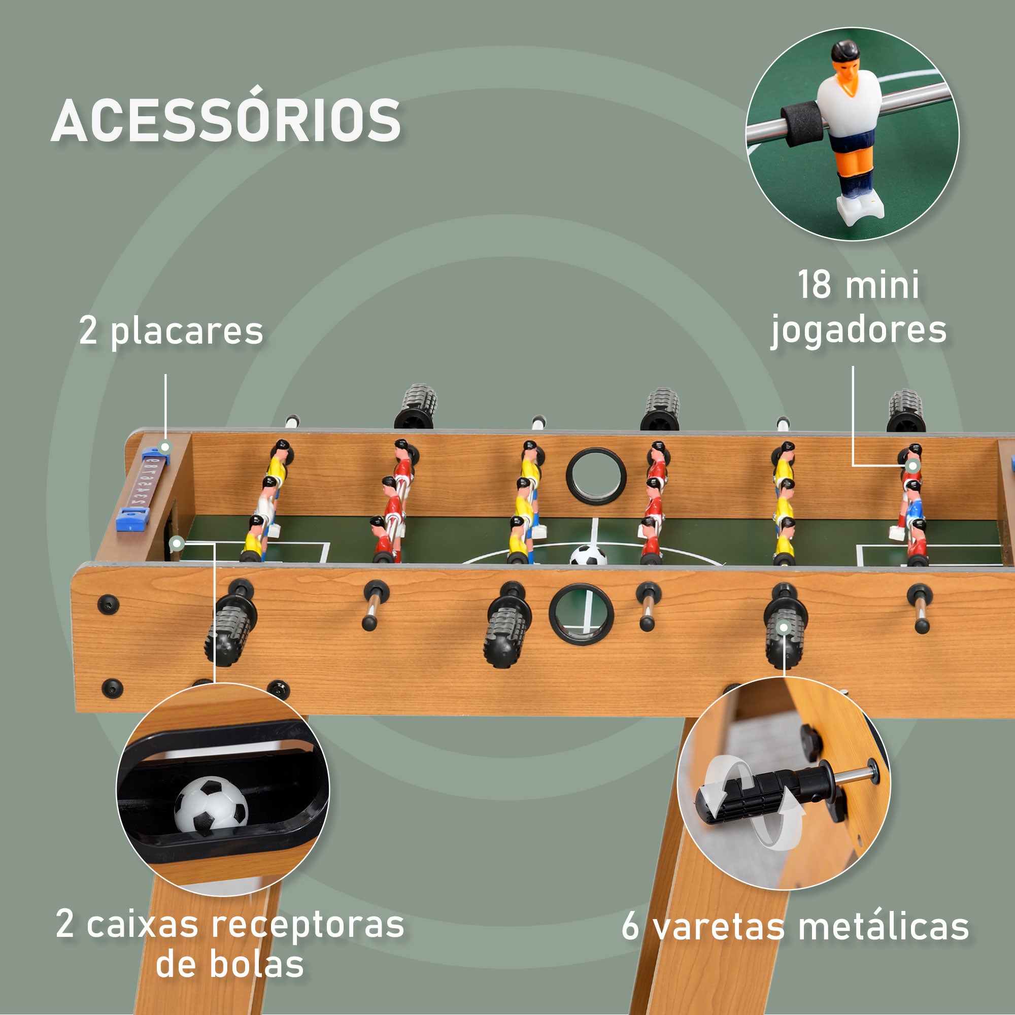 Mesa de Matraquilho 69x37x70cm Cor de Madeira Natural